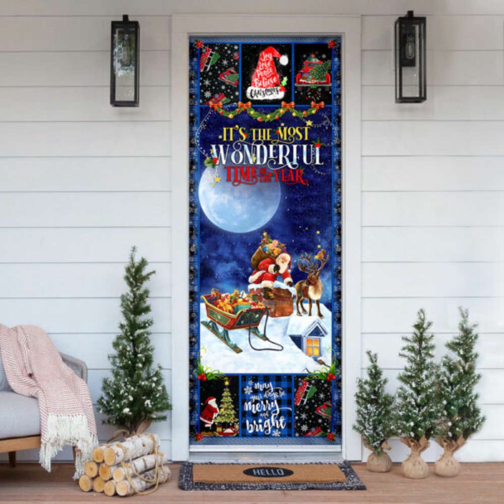 Christmas Door Cover It’s The Most Wonderful Time Of The Year, Gift For Christmas, Christmas Gift