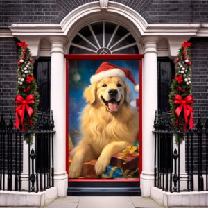 Christmas Front Door Cover Funny Dog, Entry…