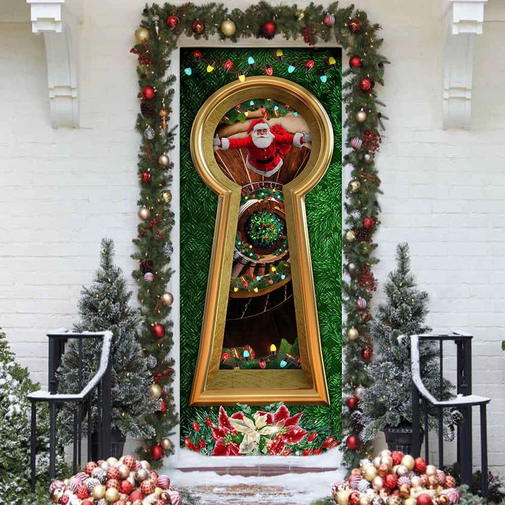 Christmas Santa Door Cover Circular Stairs, Gift For Christmas, Christmas Gift Christmas Santa Door Cover Circular Stairs, Gift For Christmas, Christmas Gift