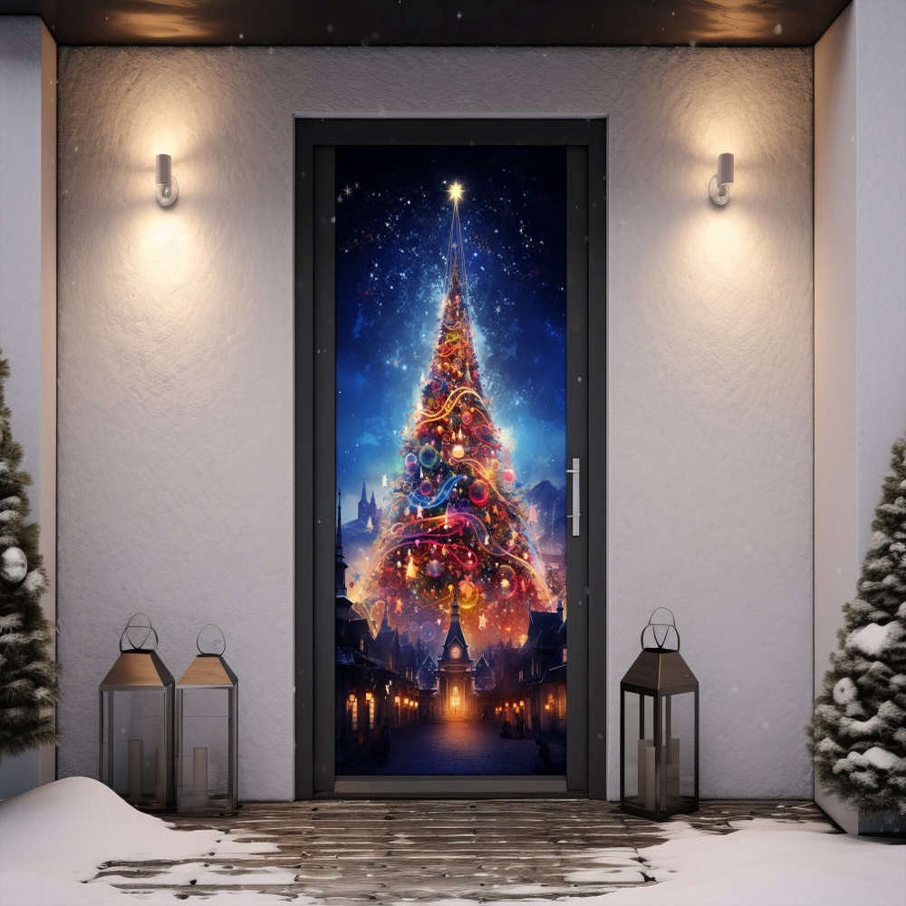 Christmas Theme For Front Door Cover, Christmas Door Covers, Gift For Family, Christmas Gift