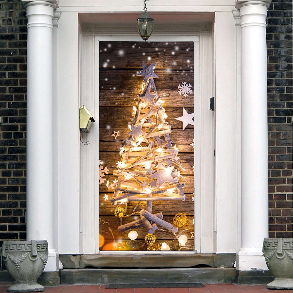 Christmas Tree Door Cover, Holiday Banner Wood Texture Outdoor Decor, Gift For Christmas, Christmas Gift Christmas Tree Door Cover, Holiday Banner Wood Texture Outdoor Decor, Gift For Christmas, Christmas Gift