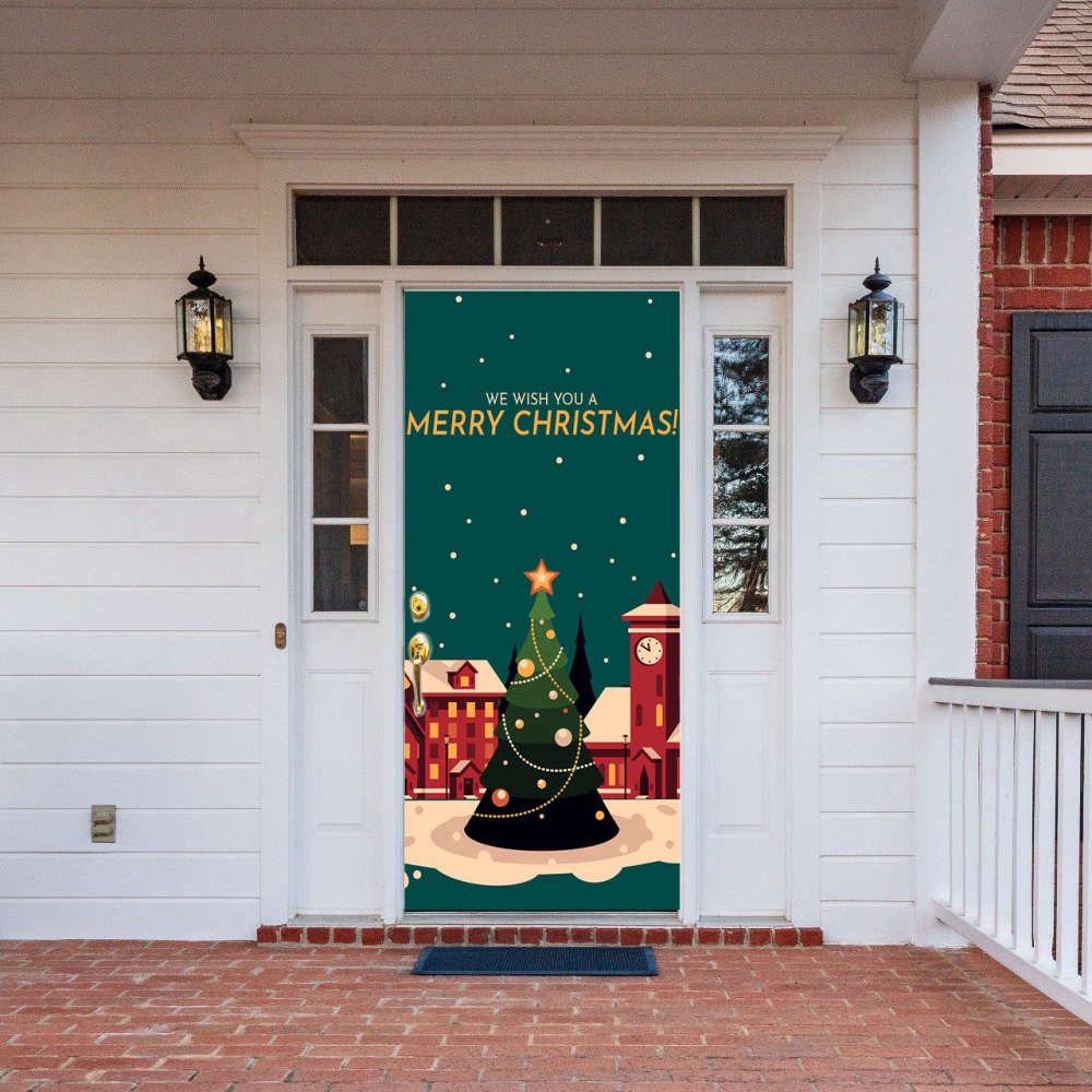 Christmas Tree Door Cover, Merry Christmas Door Banner, Gift For Christmas, Christmas Gift