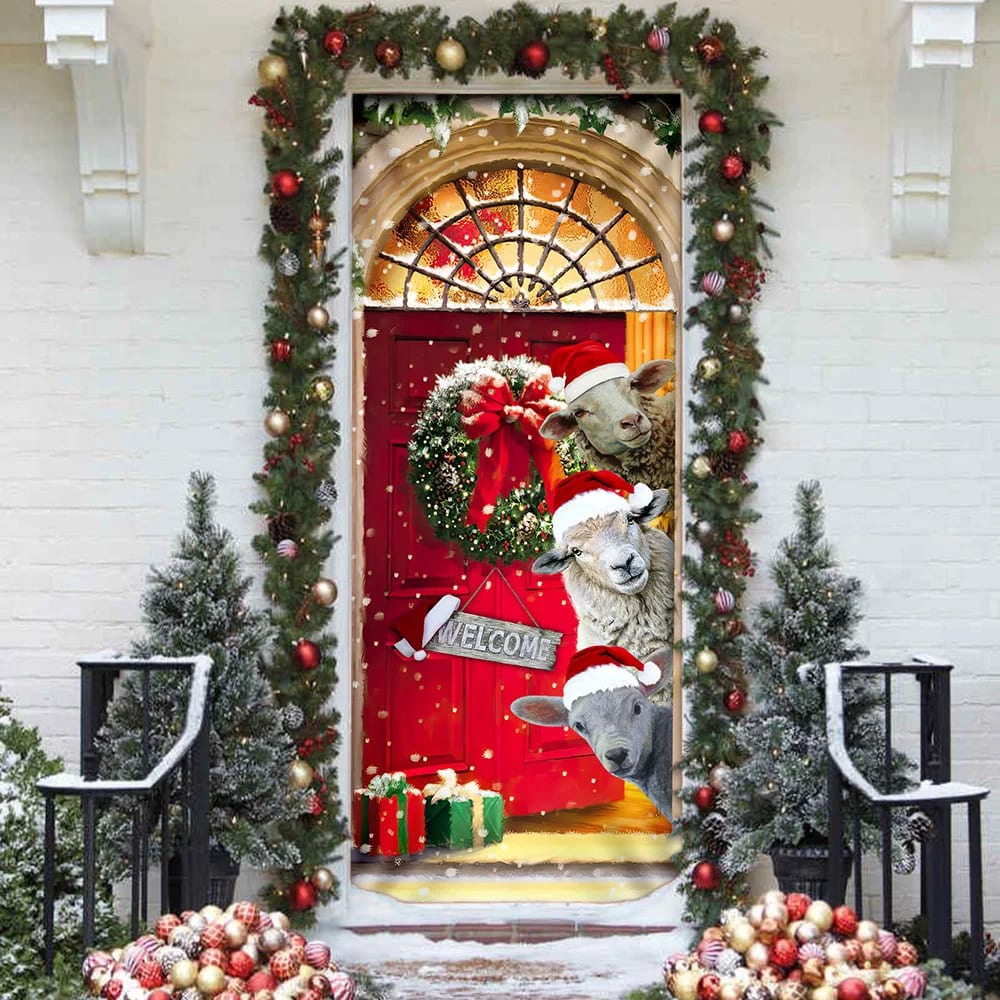 Christmas With My Herd Sheep Cattle Farmer Door Cover, Christmas Outdoor Decoration, Unique Gifts Doorcover, Christmas Gift Christmas With My Herd Sheep Cattle Farmer Door Cover, Christmas Outdoor Decoration, Unique Gifts Doorcover, Christmas Gift