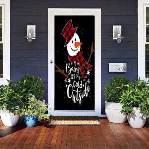 Cold Outside Snowman Door Cover, Christmas Door…