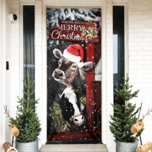 Cow Cattle Door Cover, Merry Christmas Door…