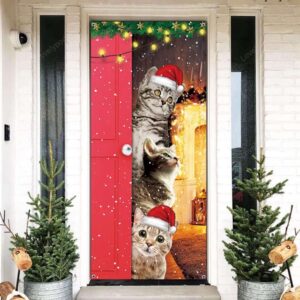 Cute Cats Merry Christmas Door Cover Funny Cats Door Banner Decoration Christmas Gift 2 etlfun.jpg