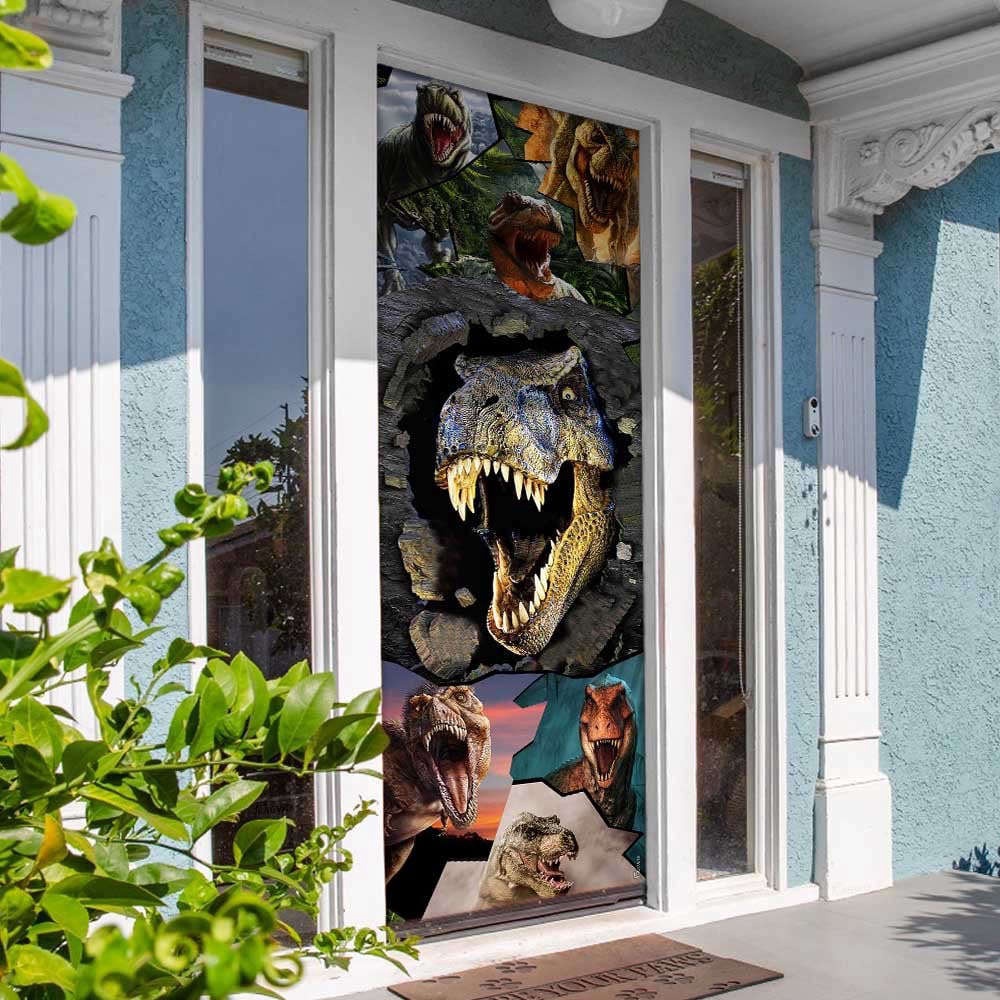 Dinosaur T-rex Door Cover Transform Your Space with Engaging Design, Christmas Gift