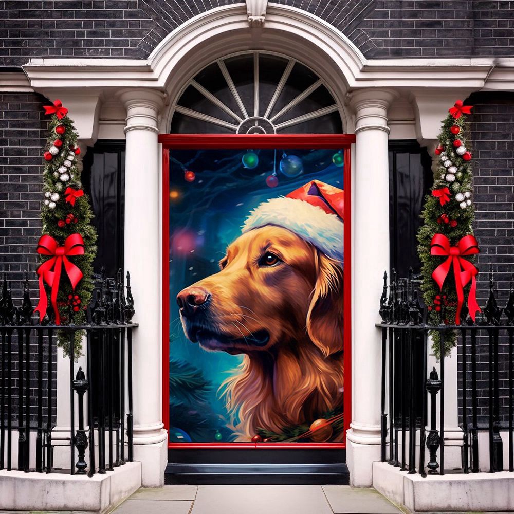 Entry Door Cover, Funny Dog Christmas Art, Christmas Front Door Cover, For Home Decor, Christmas Gift