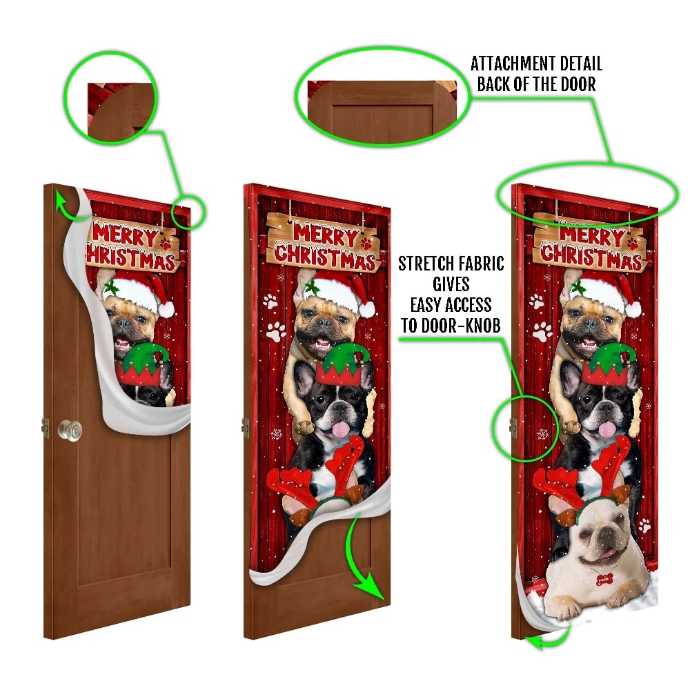 Frenchie Merry Christmas Door Cover, Unique Gifts Doorcover, Housewarming Gifts, Christmas Gift