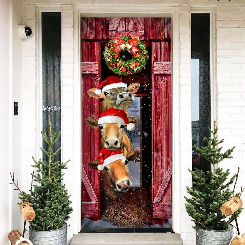 Funny Cow Christmas Door Cover, Cattle, Unique Gifts Doorcover, Holiday Decor, Christmas Gift Funny Cow Christmas Door Cover, Cattle, Unique Gifts Doorcover, Holiday Decor, Christmas Gift