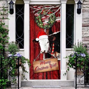 Funny Cow Merry Christmas Door Cover Festive Cow Home Decor Christmas Gift 4 gjwvds.jpg
