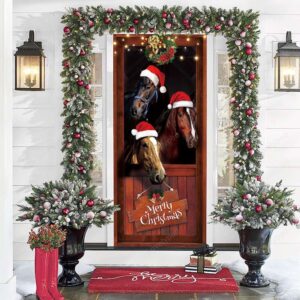 Funny Horses Merry Christmas Door Cover Decoration,…