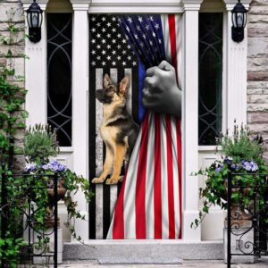 German Shepherd. The Thin Blue Line Door Cover Xmas Gifts For Pet Lovers Christmas Gift 2 cmijgq.jpg