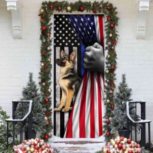 German Shepherd. The Thin Blue Line Door Cover Xmas Gifts For Pet Lovers Christmas Gift 3 bfs9h5.jpg