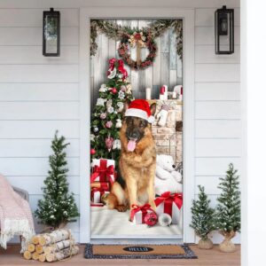 German Shepherd Christmas Door Cover, Xmas Outdoor…