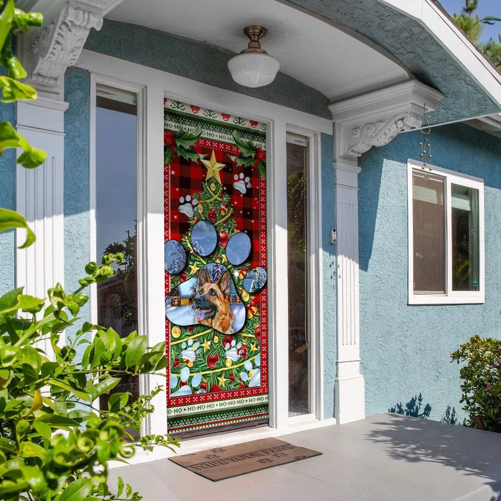 German Shepherd Dog Paw Christmas Door Cover, Xmas Outdoor Decoration, Gifts For Dog Lovers, Christmas Gift