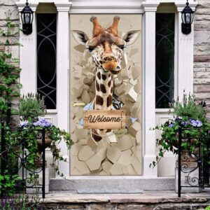 Giraffe Welcome Pattern Door Cover, Perfect Gift…