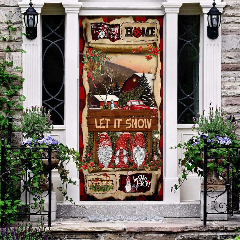 Gnome Christmas Door Cover, Christmas Outdoor Decoration, Christmas Gift