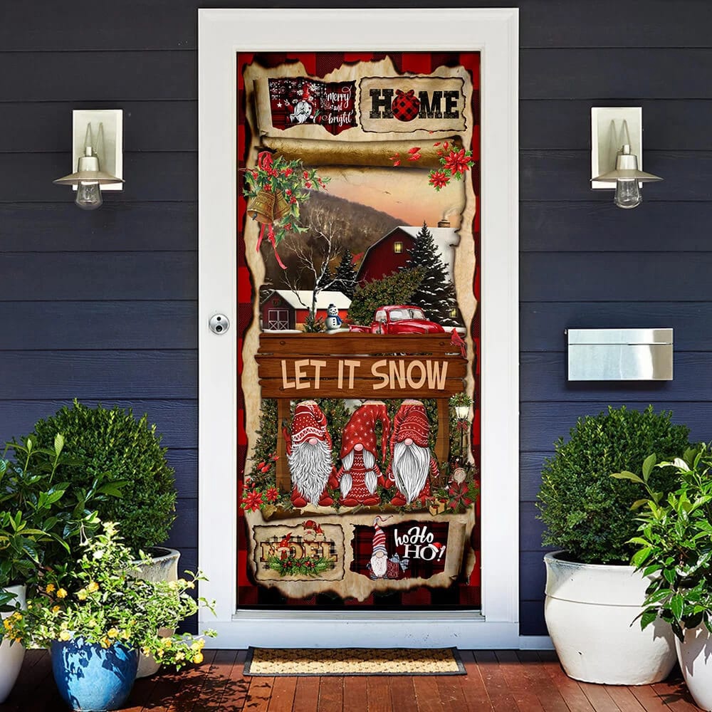 Gnome Christmas Door Cover, Unique Gifts Doorcover, Christmas Gift For Friends, Christmas Gift