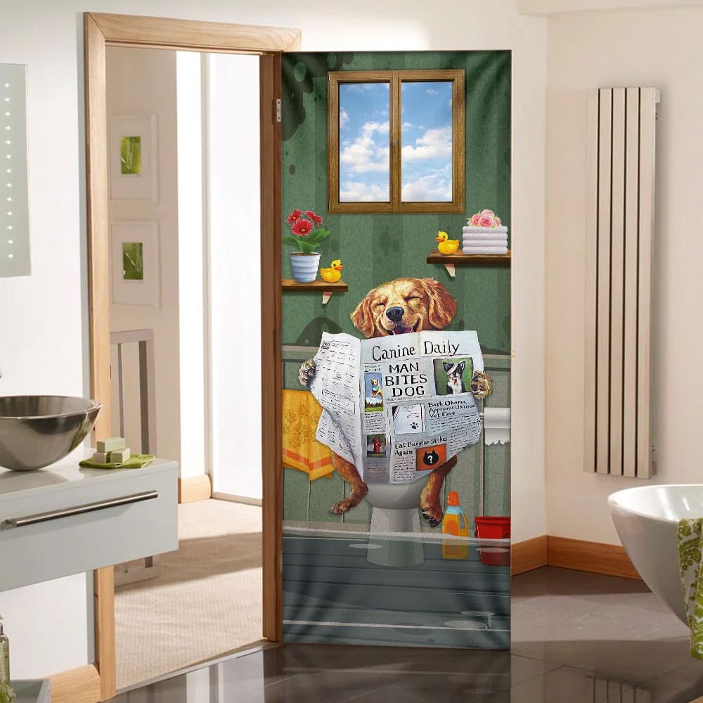 Golden Retriever Bathroom Door Cover, Xmas Outdoor Decoration, Gifts For Dog Lovers, Christmas Gift