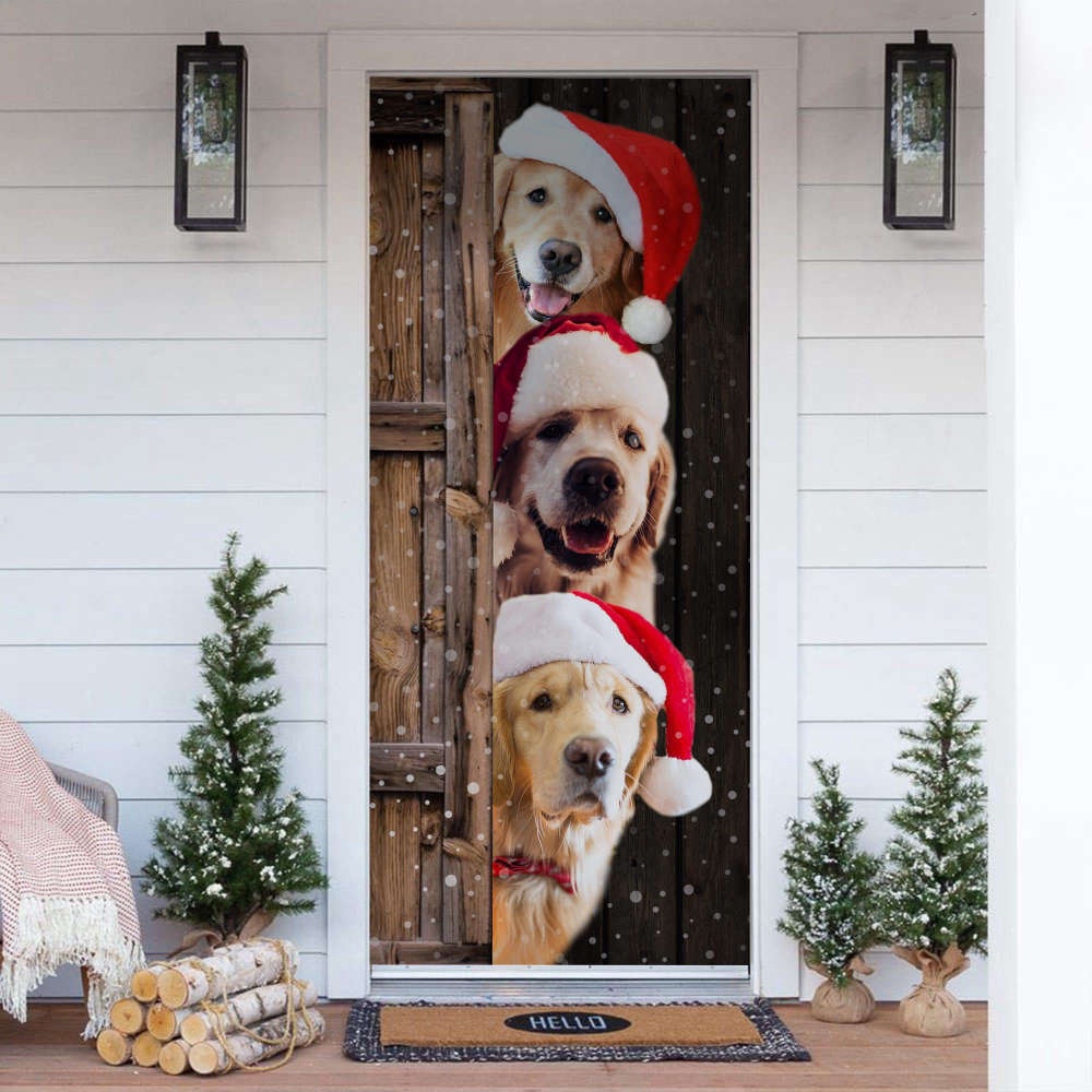 Golden Retriever Christmas Door Cover, Gift For Christmas, Christmas Gift