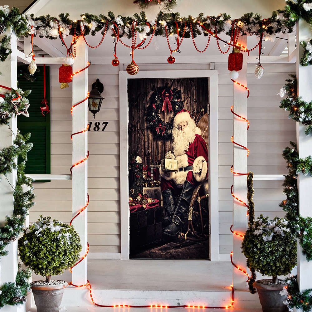 Good Old Santa Claus Door Decoration, Christmas Door Covers, Gift For Christmas, Christmas Gift