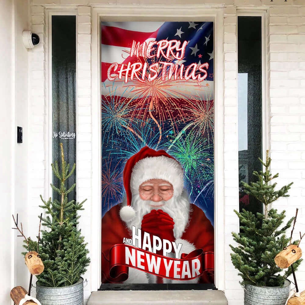 Happy New Year And Merry Christmas Door Cove, Christmas Outdoor Decoration, Christmas Gift