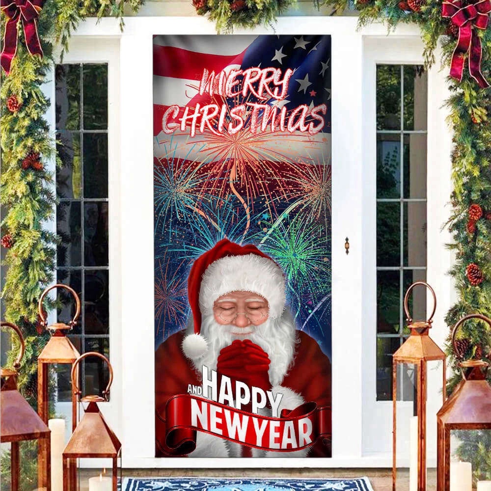 Happy New Year And Merry Christmas Door Cove, Christmas Outdoor Decoration, Christmas Gift