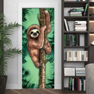 Happy Sloth Door Cover Unique Gifts Doorcover Christmas Gift For Friends Christmas Gift 3 duxzrp.jpg