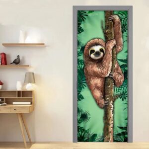 Happy Sloth Door Cover Unique Gifts Doorcover Christmas Gift For Friends Christmas Gift 4 wfcxuy.jpg