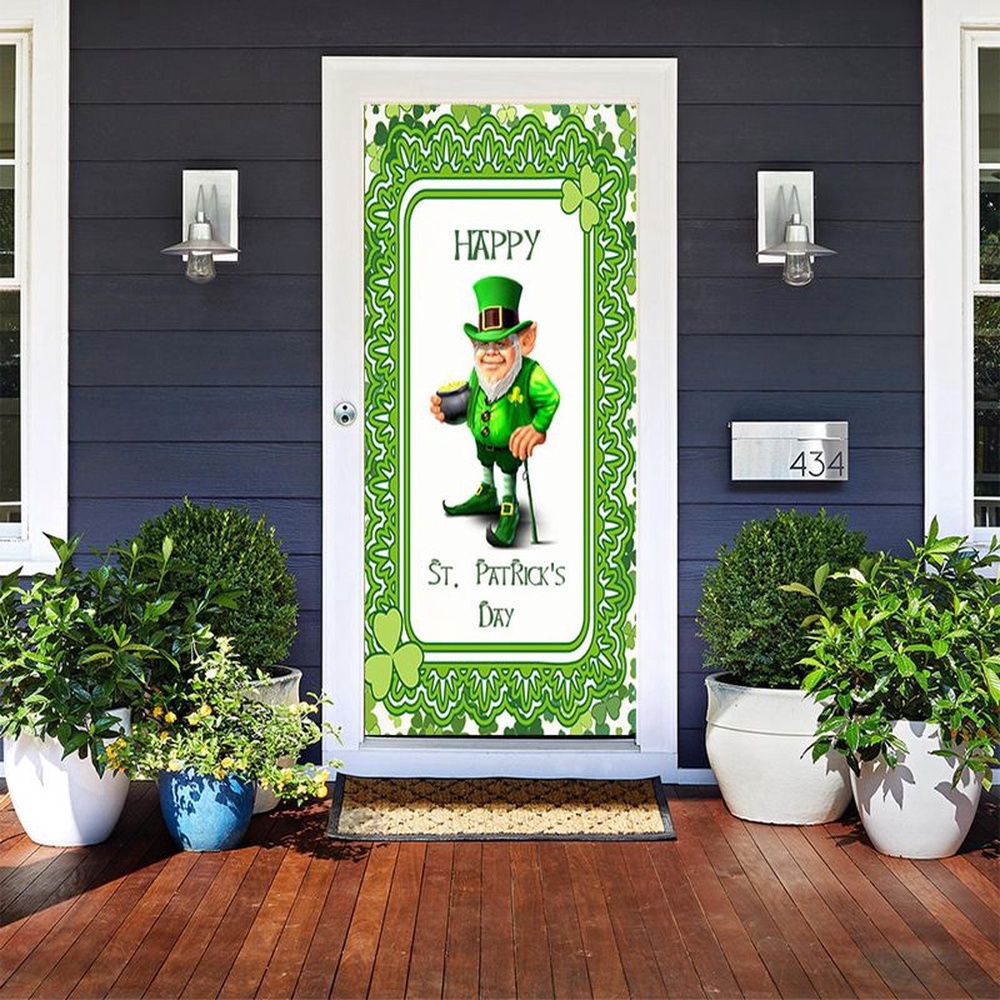 Happy St Patrick’s Day Door Cover Irish Lucky Door Cover Home Decoration Family Gift Idea, Christmas Gift