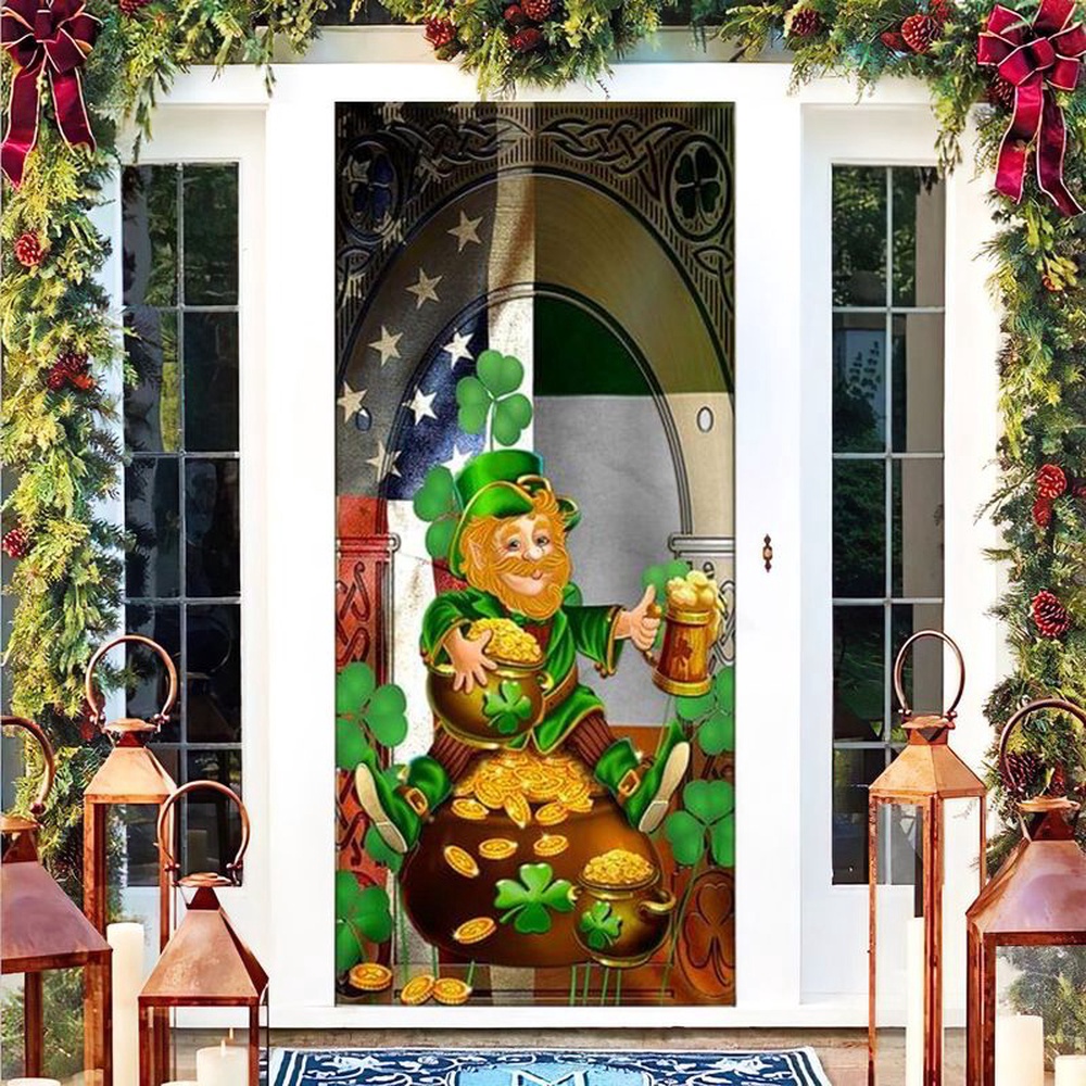Happy St Patricl Day Irish American Door Cover Leprechaun Beer, Christmas Gift Happy St Patricl Day Irish American Door Cover Leprechaun Beer, Christmas Gift