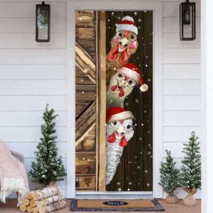 Hilarious Chicken Christmas Door Cover Festive Farmer…