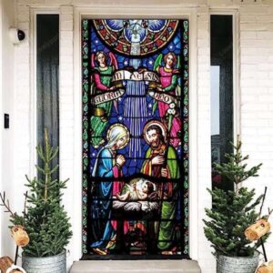 Holy Nativity Christmas Door Cover, Large Religious…