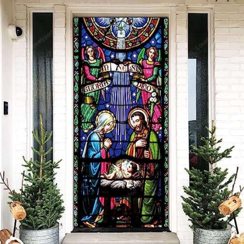 Holy Nativity Christmas Door Cover, Large Religious Decoration & Backdrop, Christmas Gift