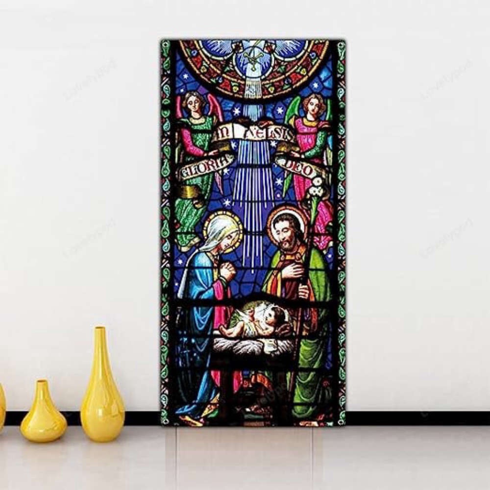 Holy Nativity Christmas Door Cover, Large Religious Decoration & Backdrop, Christmas Gift