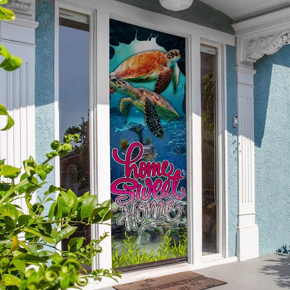 Home Sweet Home. Turtle Lover Door Cover, Unique Gifts Doorcover, Holiday Decor, Christmas Gift