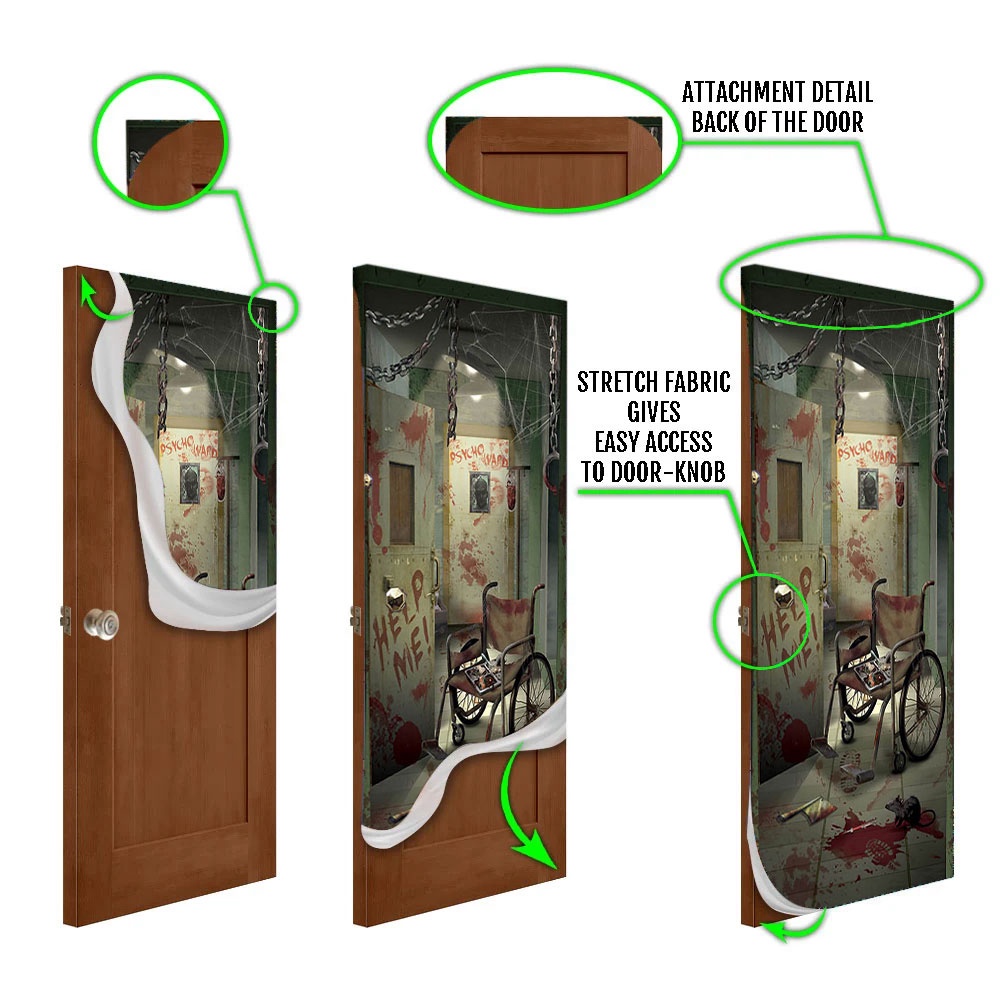 Horror Movie Halloween Door Cover Decorations for Front Door, Christmas Gift