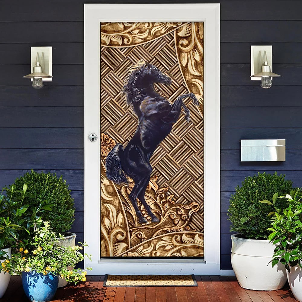Horse Door Cover, Unique Gifts Doorcover, Christmas Gift For Friends, Christmas Gift