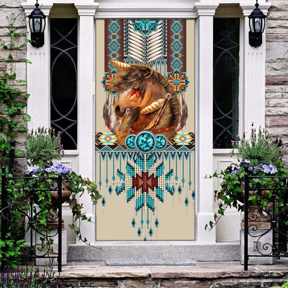 Horse &, Native American Door Cover, Gift for Christmas, Christmas Gift Horse &, Native American Door Cover, Gift for Christmas, Christmas Gift