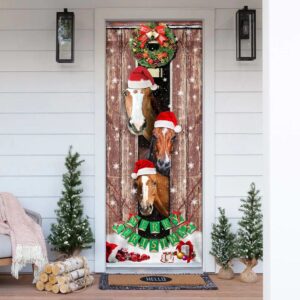 Horses Christmas Snow Barn Door Cover, Christmas…