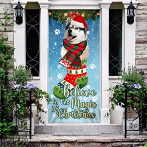 Husky In Sock Door Cover Believe In The Magic Of Christmas Door Cover Christmas Outdoor Decoration Christmas Gift 3 daldwm.jpg