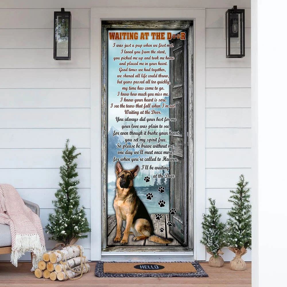 I’ll Be Waiting At The Door. German Shepherd Door Cover, Xmas Outdoor Decoration, Gifts For Dog Lovers, Christmas Gift I’ll Be Waiting At The Door. German Shepherd Door Cover, Xmas Outdoor Decoration, Gifts For Dog Lovers, Christmas Gift