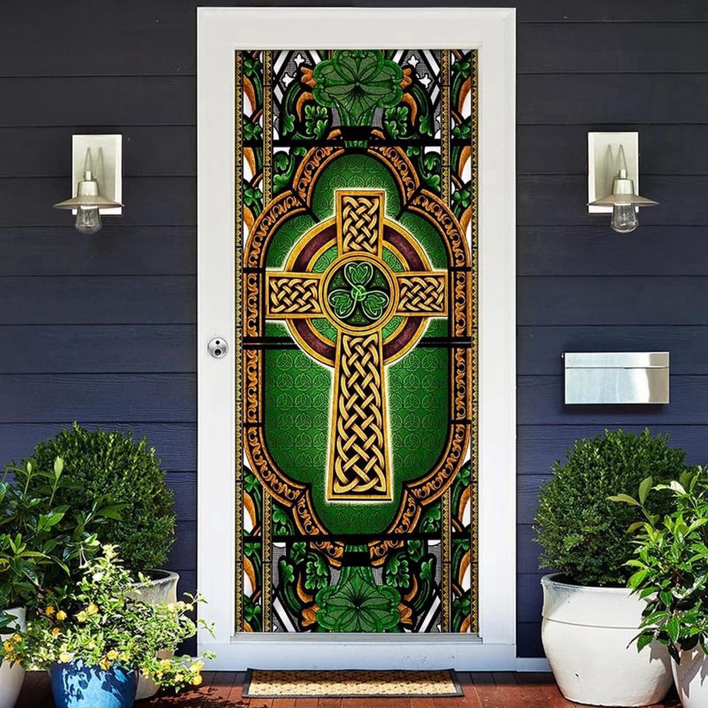 Irish Ireland Celtic Cross Glass Church Door Cover Irish Gift Idea, Christmas Gift Irish Ireland Celtic Cross Glass Church Door Cover Irish Gift Idea, Christmas Gift