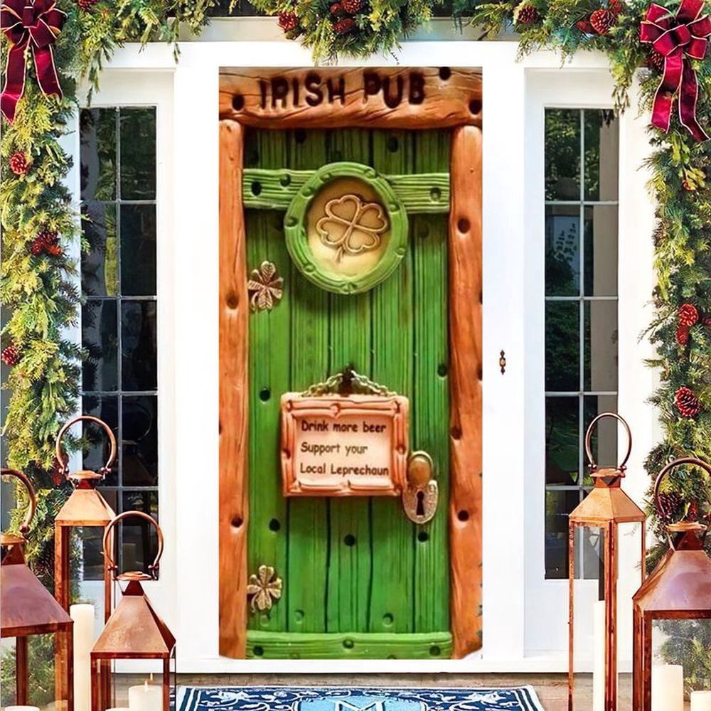 Irish Pub Door Cover Irish Pub St Patrick Day Drink More Beer Support Your Local Leprechaunt, Christmas Gift Irish Pub Door Cover Irish Pub St Patrick Day Drink More Beer Support Your Local Leprechaunt, Christmas Gift
