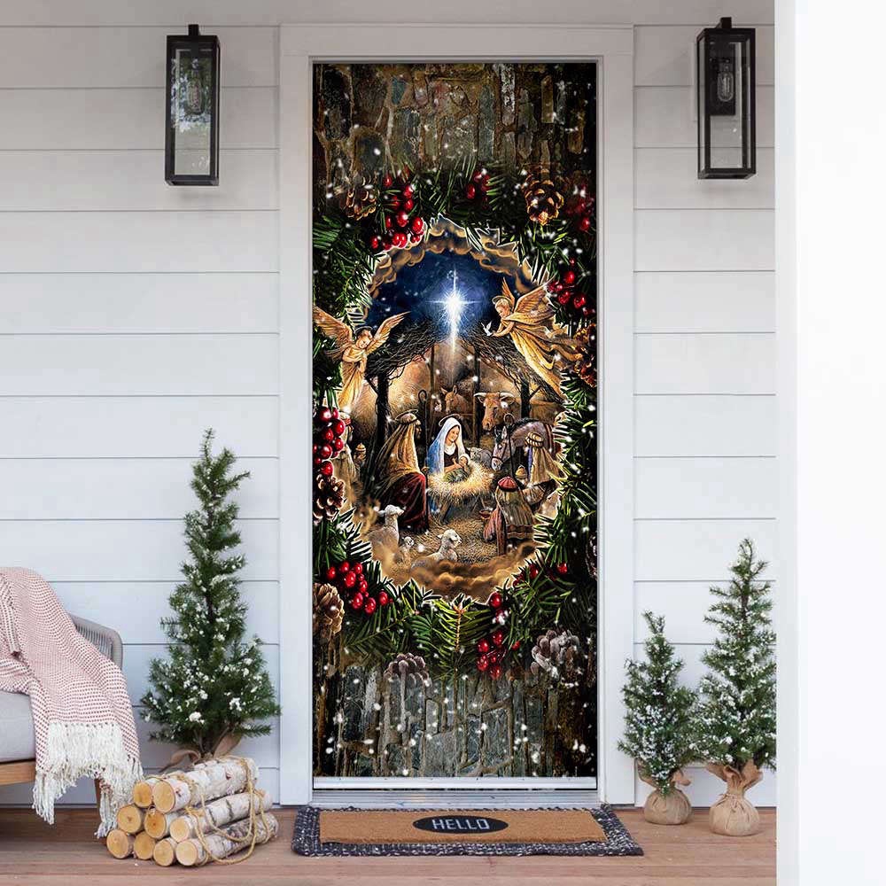 Jesus Is Born Door Cover, Xmas Gifts For Pet Lovers, Christmas Gift For Friends, Christmas Gift Jesus Is Born Door Cover, Xmas Gifts For Pet Lovers, Christmas Gift For Friends, Christmas Gift
