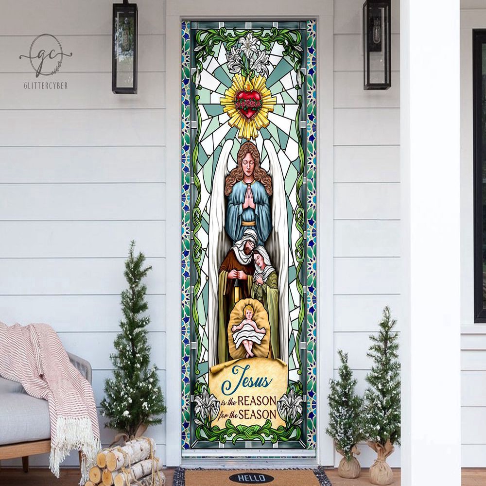Jesus Is The Reason For The Season Door Cover, Faith Christmas Front Decor For Christmas, Christmas Gift Jesus Is The Reason For The Season Door Cover, Faith Christmas Front Decor For Christmas, Christmas Gift