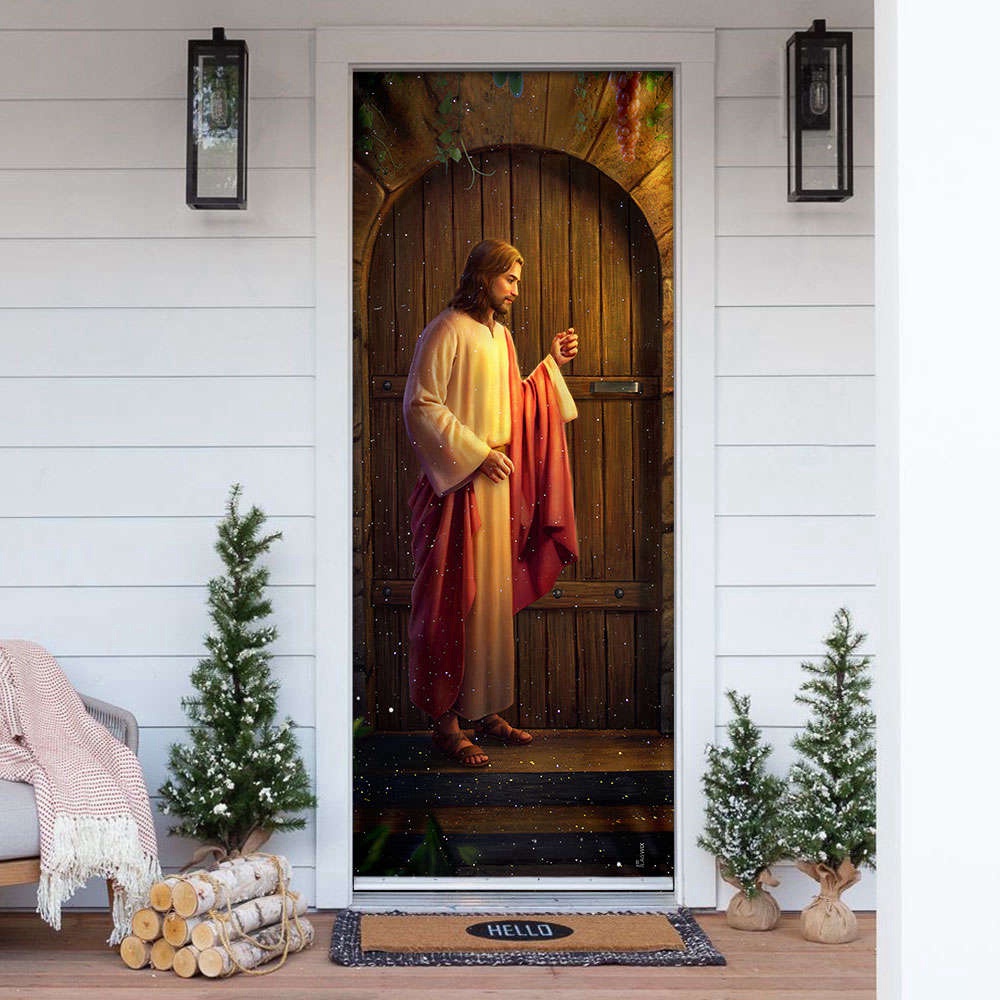 Jesus Knocking On The Door Door Cover, Christmas Gift For Friends, Christmas Gift Jesus Knocking On The Door Door Cover, Christmas Gift For Friends, Christmas Gift