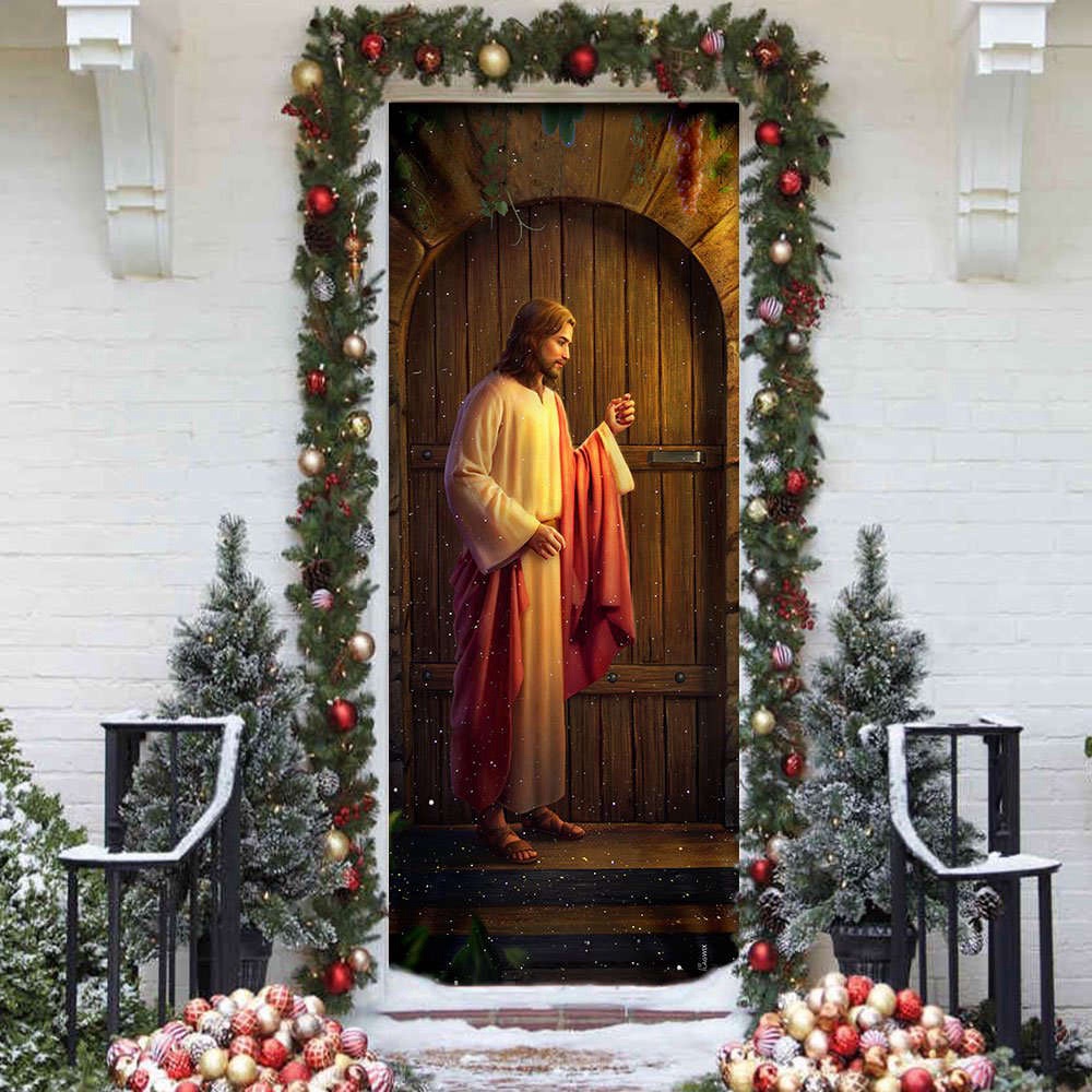 Jesus Knocking On The Door Door Cover, Christmas Gift For Friends, Christmas Gift Jesus Knocking On The Door Door Cover, Christmas Gift For Friends, Christmas Gift
