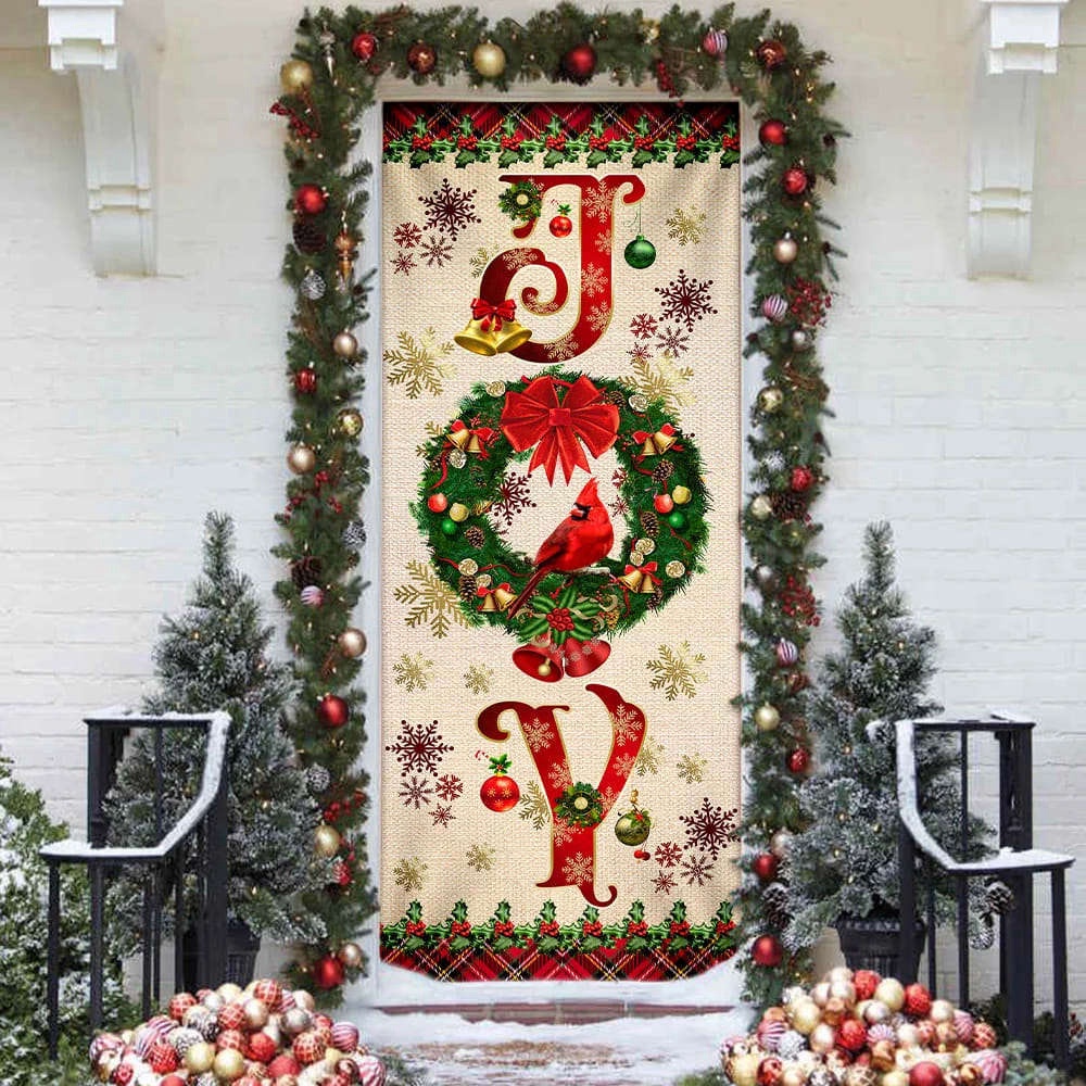 Joy To The World Cardinal Christmas Door Cover, Gift For Christmas, Christmas Gift Joy To The World Cardinal Christmas Door Cover, Gift For Christmas, Christmas Gift